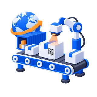 Производственная линия и код Data Matrix